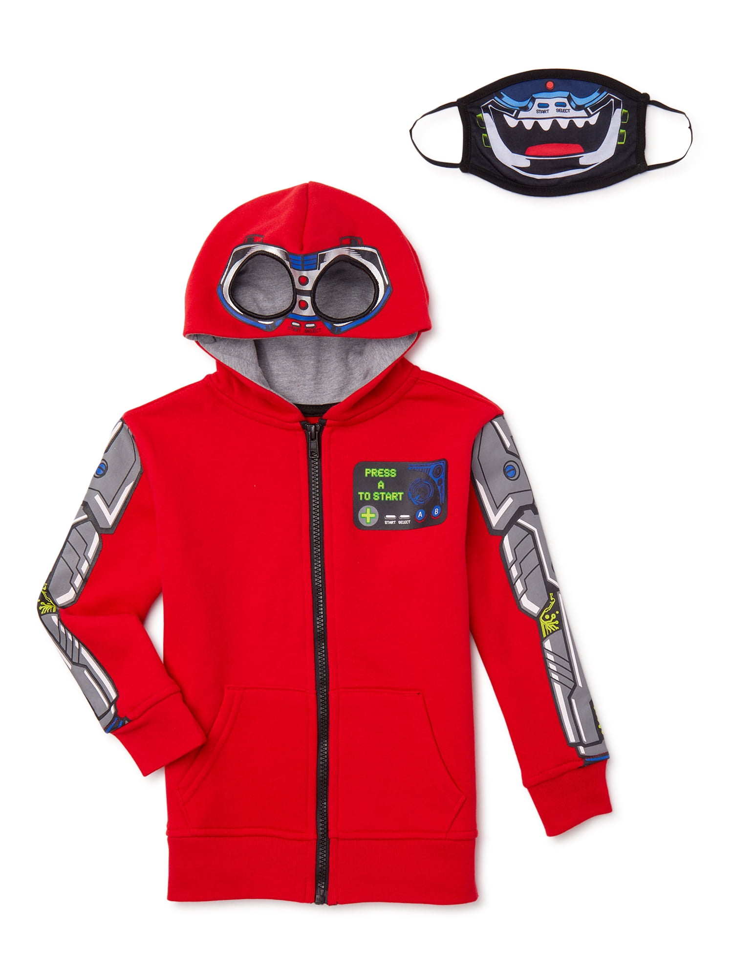 365 Kids from Garanimals Boys' ZipFront Eye Mask Hoodie with Face Mask, Sizes 410