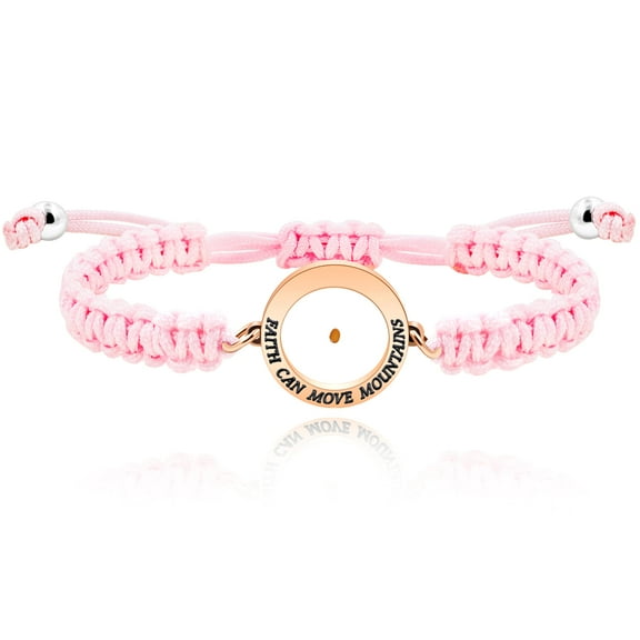 Uloveido Adjustable Pink Braided Rope Bracelets with Round Mustard Seed, Womens Christian Faith Moves Mountains Bracelet (Pink)