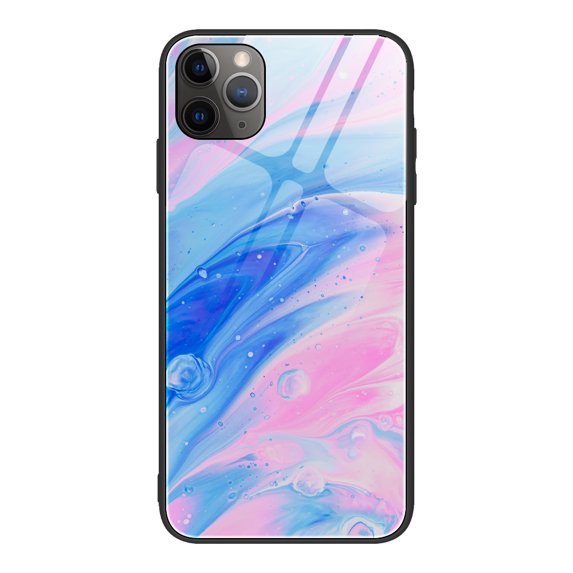 iPhone 11 Pro Max 6.5" Case, Allytech Protective Marble Texture Tempered Glass + TPU Back Cover Shock-Absorbing Bumper Anti-scratch Back Cover Case for Apple iPhone 11 Pro Max, Colorful Marble