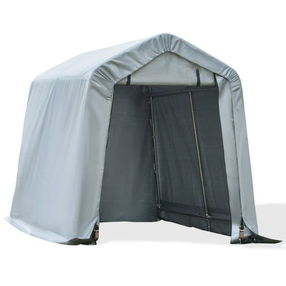Outsunny 6' x 8' Portable Carport Garage Shelter with Anti-UV Cover, Heavy Duty Storage Tent for Vehicles, Motorcycles, Lawn Equipment, and Outdoor Tools Protection