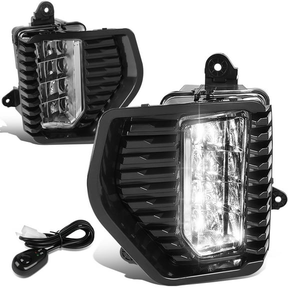 For 2019 to 2020 GMC Sierra 1500 Pair of Clear Lens Full LED Lighting Driving Fog Lights Lamps with Switch and Bezels 20