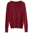 thumbnail image 4 of Sweaters for Women Lightweight Knit Pullover Tops Long Sleeve Shirts Crewneck Fashion Clothing Fall Outfits 2025 Wine XL, 4 of 4