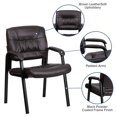 thumbnail image 2 of Brown Leather Executive Side Reception Chair with Black Metal Frame, 2 of 9