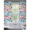 thumbnail image 2 of Pink Blue Paw Print Sheer Curtains 72 Inch Length 2 Panels Set, Vintage Farmhouse Rustic Wooden Grain Voile Window Treatment Curtains Sheers Drapes for Bedroom/Living Room/Kitchen 52"x72"x2, 2 of 7