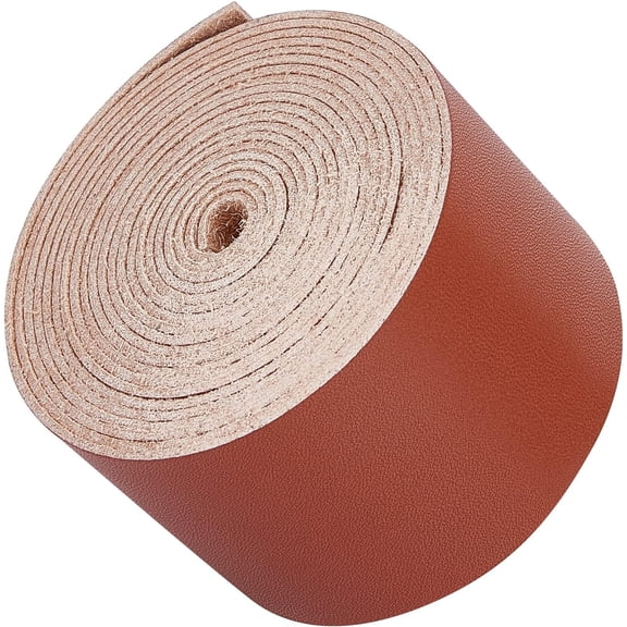 1.5 Inch Wide Leather Strap Glossy Light Brown 79 Inch Long Flat Leather Belt Strips