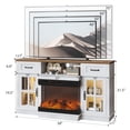 thumbnail image 6 of Hassch Rustic Fireplace Entertainment Center with Storage, 58" Wood TV Console with 25" Heater Insert, Checkered Glass Doors, Drawers & Adjustable Shelves, Brown+White Living Room Media Cabinet, 6 of 7