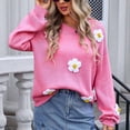 thumbnail image 5 of Nmnitkp Sweaters for Women Soft and Comfortable Women Long Sleeve Large Round-Neck Button Down Sweater Casual Ribbed Loose Knit Sweater Casual Relaxed Fit Pullover Jumper, 5 of 8