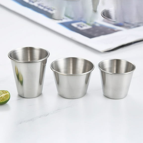 harmtty Sauce Dipping Cup High Durability Rust-proof Stainless Steel Sauce Container Hot Pot Seasoning Dipping Bowl Kitchen Supplies ,M