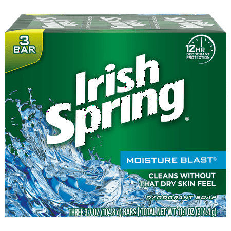 Irish Spring Moisture Blast, Moisturizing Bar Soap, 3.7 Ounce, 3 Bar