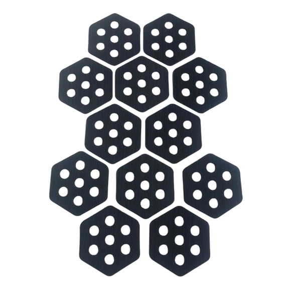 TTETTZ 12Pcs Hexagon Surfboard Traction Pads for Grip Surf Surf Boards Skimboarding black