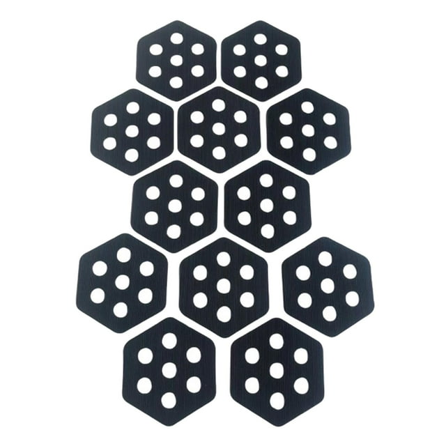 Lipstore 12 Pcs Coussinets de Traction Hexagonaux pour Planche de Surf Grip Premium pour Planche à Pagaie Noir