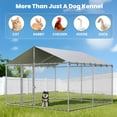 thumbnail image 6 of YOKWOK 10x10ft Outdoor Dog Kennel Heavy Duty Metal Dog Pet Enclosure, with Galvanized Steel Fence and Metal Gate, UV Waterproof Sun Resistant Roof Cover and Secure Lock, 6 of 12