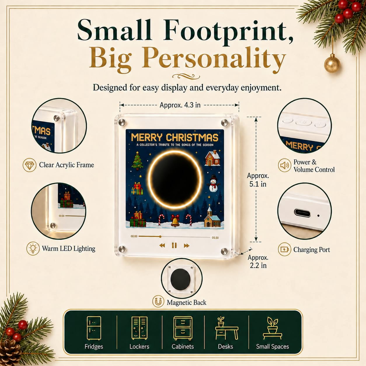 Christmas Vinyl Player Fridge Record NFC Magnetic Music Box Set