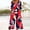 #216-Red, variant on TaTaai Womens One Piece Jumpsuit Short Sleeve V Neck Back Zip Side Pocket Tropical Print Solid Soft Flowy Casual Pants for Summer Gift