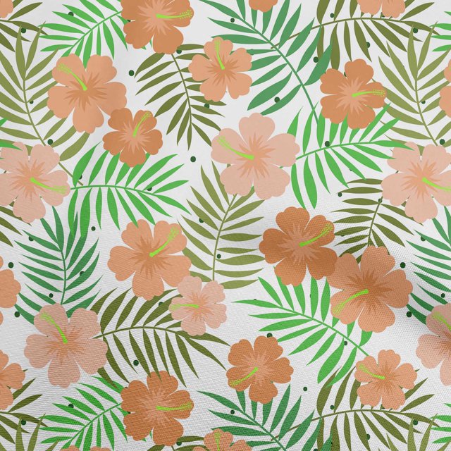 oneOone Rayon White Fabric Tropical Leaf Sewing Craft Projects Fabric Prints By Yard 56 Inch Wide