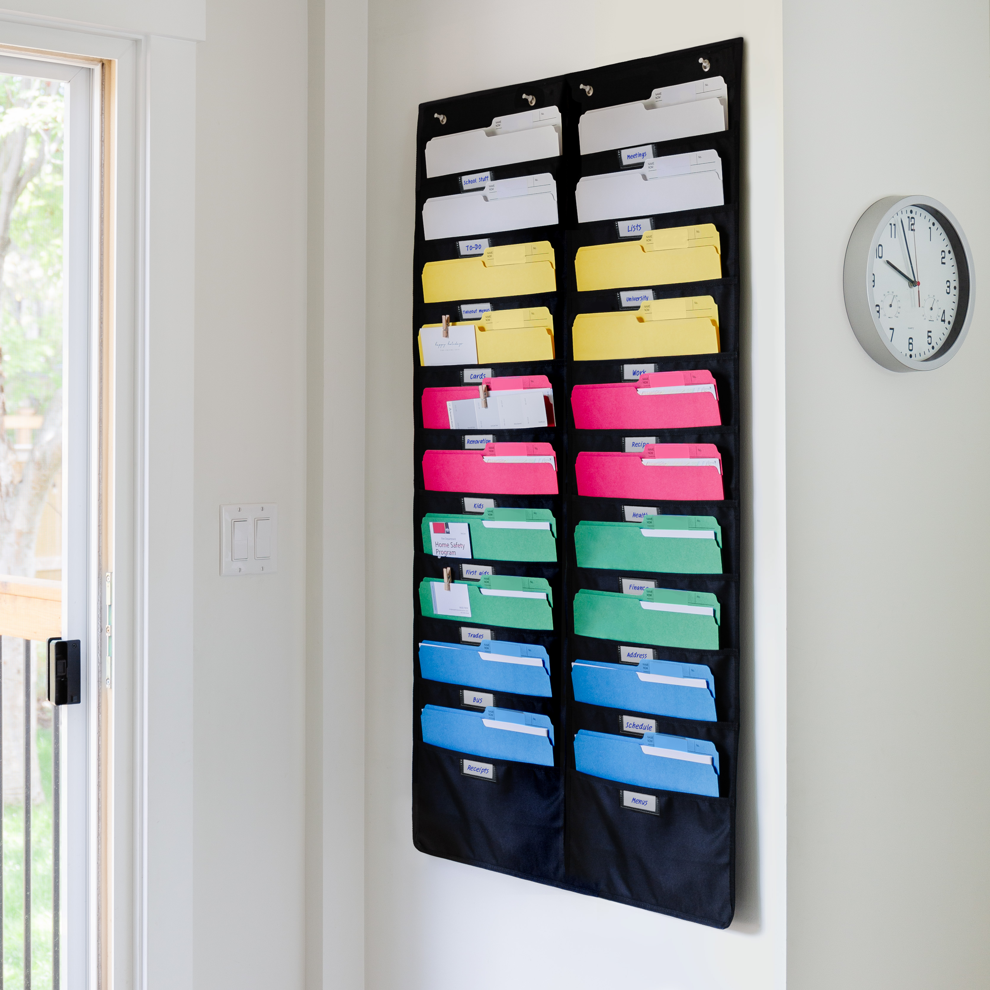 WallDeca Hanging File Organizer | Black, Letter-Sized (20 Pockets ...