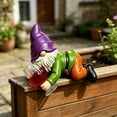 thumbnail image 3 of HAHUT Funny Climbing Gnome Figurines Flower Pot Hugger, Mini Resin Dwarf Hanging on Branch Figurine for Garden Backyard Patio Yard Fence Art Decor (Drinking Wine Faceless), 3 of 9