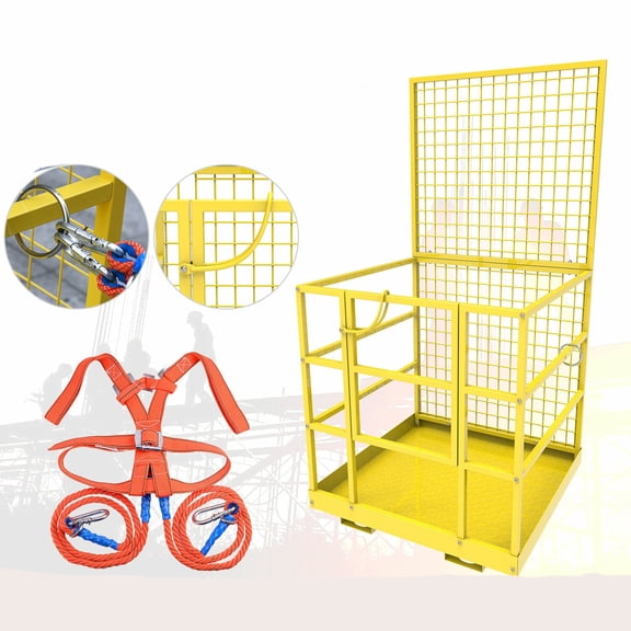 Dextrus 43"x45"Forklift Safety Cage Basket Safety Cage 2 Person Work Platform 1300LBS Tractor Attachments