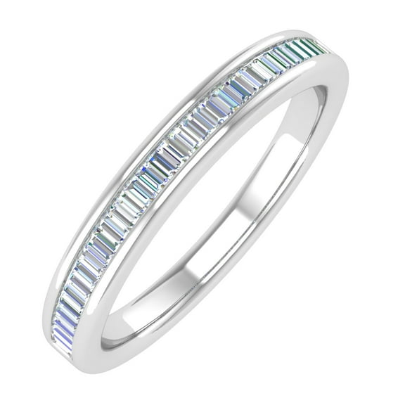 14K White Gold Channel Set Baguette Diamond Wedding Band (1/4 carat) (Ring Size 8)