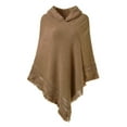 thumbnail image 2 of StylesILove Women Knitted Hooded Poncho Crochet Pattern Pullover Cardigan Soft Wrap (Navy Blue), 2 of 2