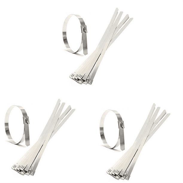 30 Pcs 0 39 Inch X 15 75 Inch Stainless Steel Metal Cable Zip Tie Wrap Exhaust Straps Walmart Com