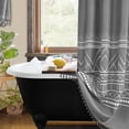 thumbnail image 2 of Boho Shower Curtain Set with Hooks Black and White Shower Curtains Farmhouse Fabric Shower Curtain Geometric Nordic Bohemian Chic Modern Waffle Bathroom Hotel Tassel Water Repellent Decor 72x72 Inch, 2 of 8