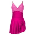 thumbnail image 5 of Yuanlook V Neck Swim Dress for Women Tummy Control One Piece Swimsuit Full Coverage Wrap Bathing Suit,Hot Pink,L, 5 of 7