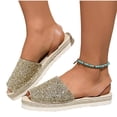thumbnail image 6 of Samdudou Elevated Sandals for Women Open Toe Sparkly Glitter Wide Band Slingback Strap Classic Woven Espadrille Flatform Shoes Vacation Resort Wear, 6 of 9