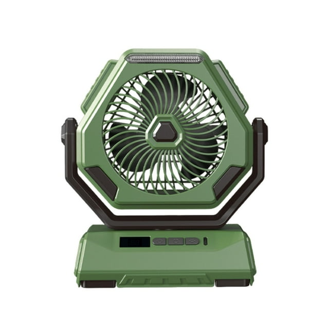 Green Silent Outdoor Camping Fan Shaking Head Lighting Digital Large Usb Rechargeable Tent Car Portable Efficient