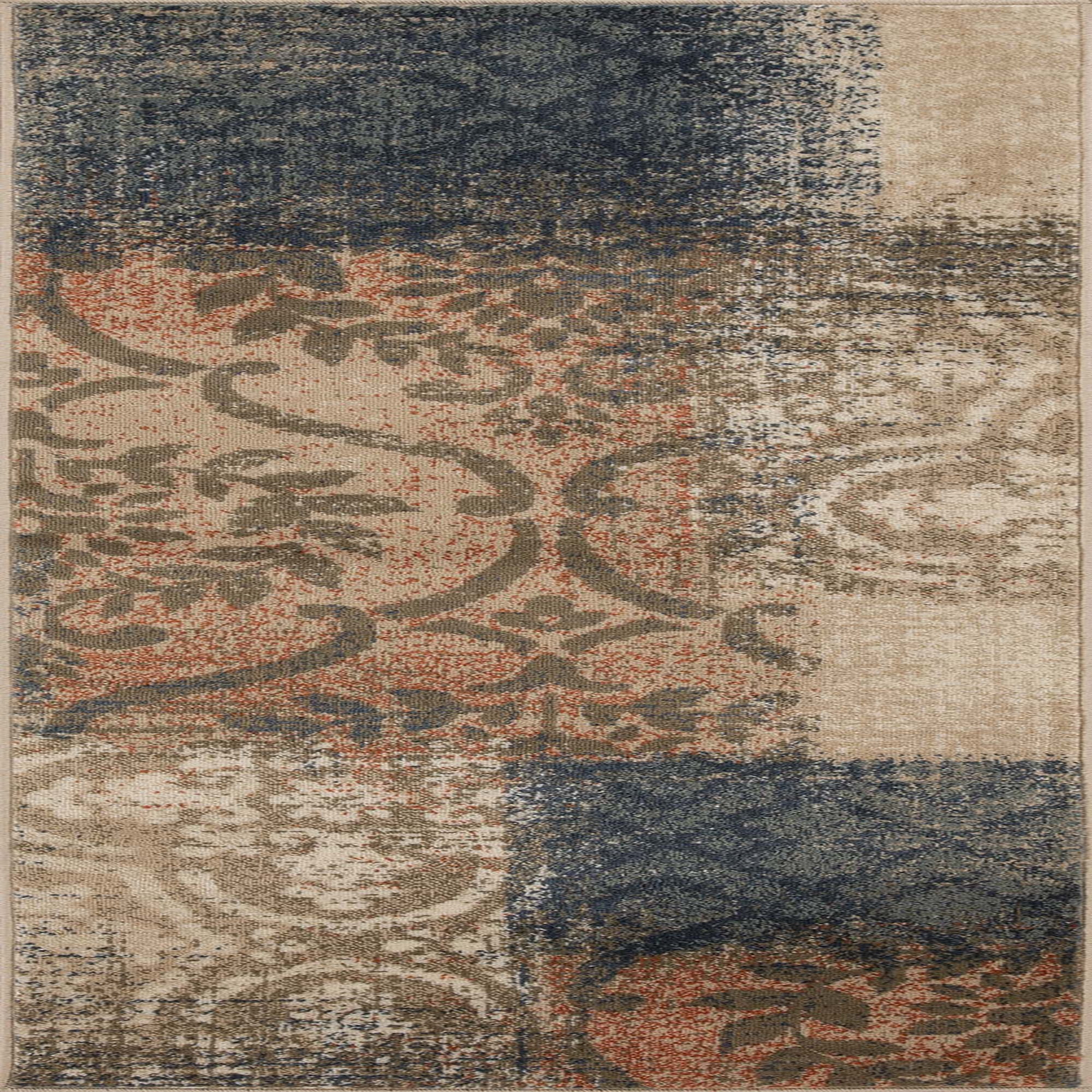 Superior Bristol 2' 7" x 8' Indoor Runner Rug, Rugs for Living Room Bedroom, Midnight Navy-Salmon