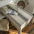 thumbnail image 6 of Burlap Cotton Linen Table Clothes Farmhouse Tablecloth Striped Picnic Table Cover Heavy Fabric Table Top Coffee Kitchen Decor Brown Rectangle 55"×84"(6-8 Seats), 6 of 6