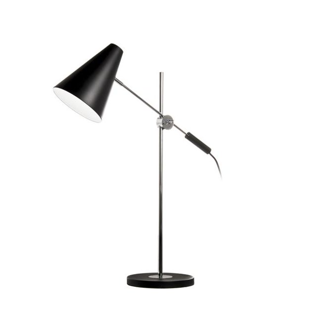 Dainolite 130T-BK-PC 1 Light Adjustable Table Lamp, Black & Polished Chrome Finish