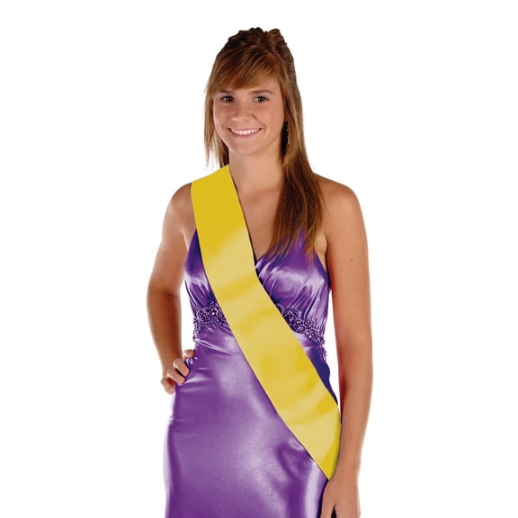Beistle Pack of 6 Blank Customizable Yellow Satin Sashes 33"