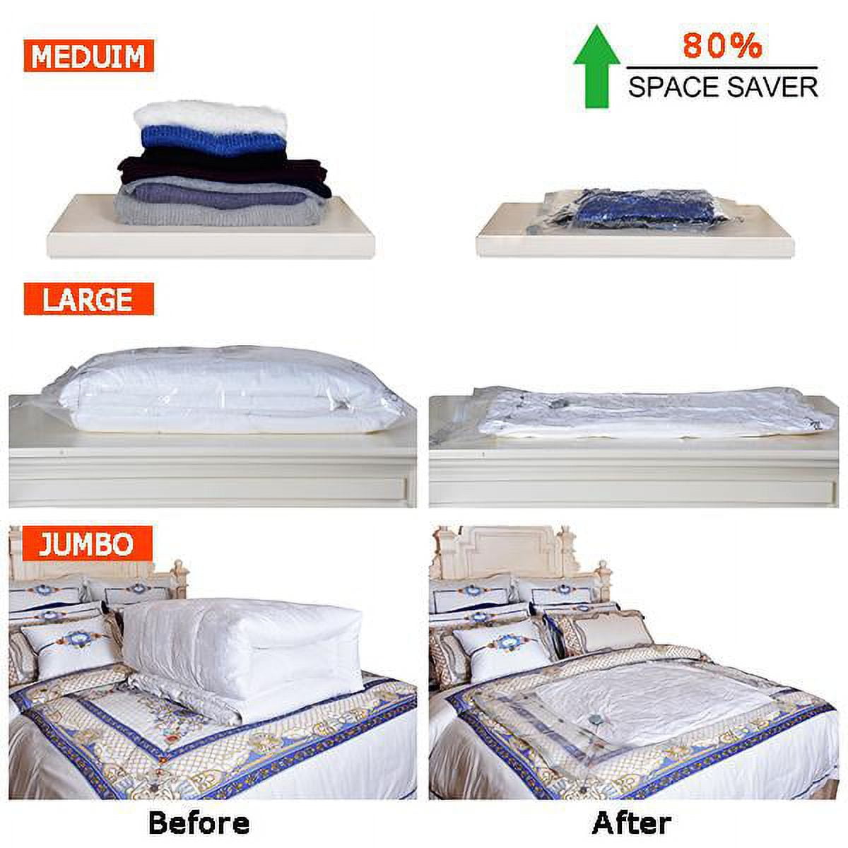 QQbed XL 100 Pack Double Seal Waterproof Vacuum Storage Bags 47"x32" (120x80cm) Reduces Size by up to 80%