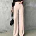 thumbnail image 2 of Yungyresw Dress Pants For Women Straight Wide Leg Solid Color Palazzo Pants Business Casual Trousers Office Work High Waist Pants Beige L, 2 of 4