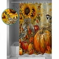 thumbnail image 4 of Fall Pumpkins Waterproof Fabric Shower Curtain, Sunflowers Birds Thanksgiving Oil Painting Shower Curtain for Bathroom Curtains Bathtubs Hotel Washable Shower Curtains with 12 Hooks Extra Long 72x84, 4 of 6