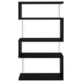 thumbnail image 3 of Emelle 63-inch 4-shelf Glass Panel Bookshelf Black, 3 of 9