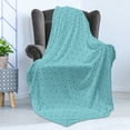 thumbnail image 4 of Orient Soft Flannel Fleece Throw Blanket, Geometric Inspired Oriental Motif Outline Eastern Star Graphic, Cozy Plush for Indoor and Outdoor Use, 70" x 90", Pale Teal White, by Ambesonne, 4 of 5