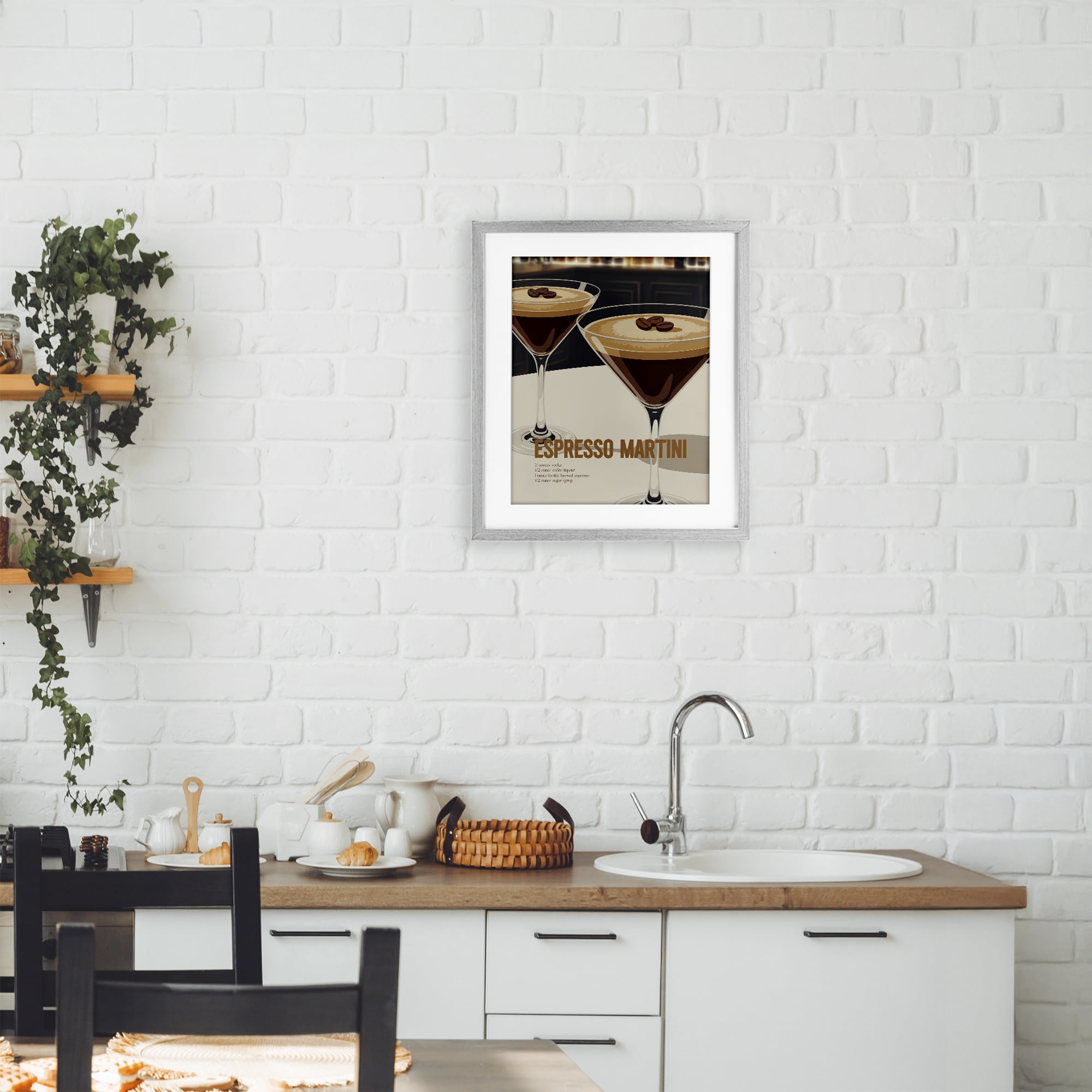 Stupell Industries Sleek Modern Espresso Martini Gray Framed Print Under Glass, design by Andreas Magnusson