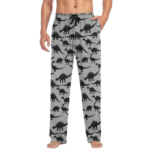 joogoo Men's Pajama Pants Art Dinosaur Silhouettes Soft Long Sleep Lounge Pjs Bottoms L