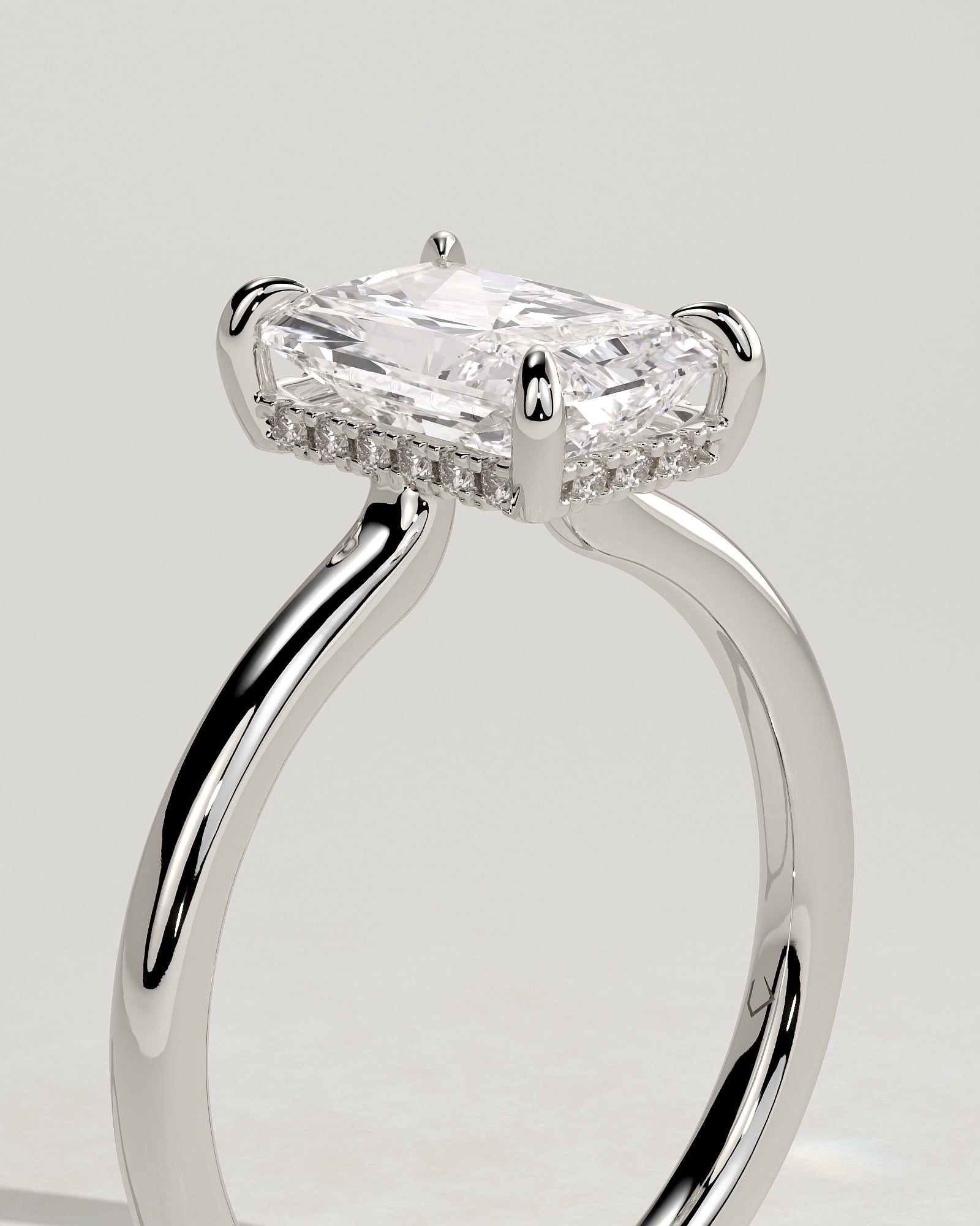 CAPRICARATS 2.00Ct Radiant Cut Moissanite Floating Low-Set Solitaire Engagement Ring – Hidden Halo Flush Design in 14K White Gold for Women