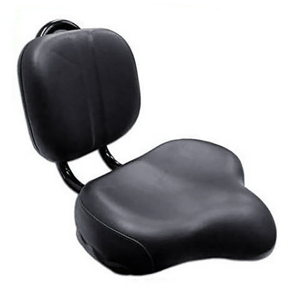 TFCFL Bike Saddle Seat   Backrest Bicycle Extra Wide Comfort Leather Cushion Soft Pad Black