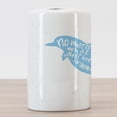 thumbnail image 3 of Dolphin Ceramic Toothbrush Holder, Hand Drawn Sea Mammal with Hipster Words Just Keep Swimming Image, Decorative Versatile Countertop for Bathroom, 4.5" X 2.7", Sky Blue White, 3 of 4