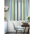 thumbnail image 4 of Blue Yellow Striped Sheer Curtains 63 Inch Length 2 Panels Set, Colorful Ombre Abstract Stripes Voile Window Treatment Rod Pocket Curtains Sheers Drapes for Bedroom/Living Room/Kitchen 52x"63"x2, 4 of 7