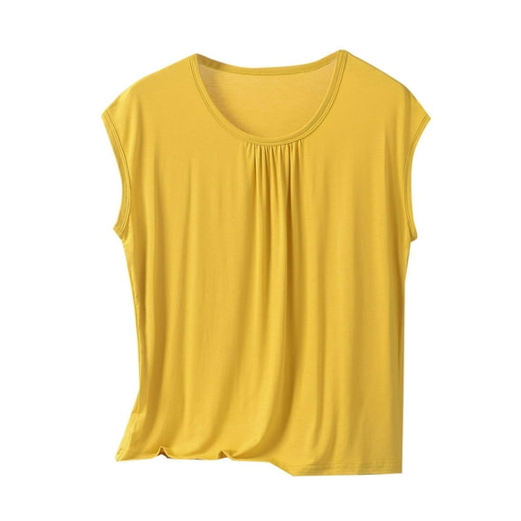 BLVB Women's Ultra Soft Modal Pajama Tops Loose Fit Crew Neck Casual Lounge Tops Cap Sleeve Sleep T Shirts for Women