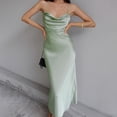 thumbnail image 1 of Vestido Con Tirantes Cruzados Vestidos largos de cóctel para mujer Ropa de club sin mangas de corte bajo (Verde L) Kuymtek para Mujer Verde T L, 1 of 6