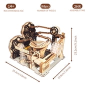 Music Park Wooden Marble Run 3D Puzzle Kit for Adults with Mechanical Gear Dual Models - Birthday & Christmas Gift for Men 14+
