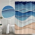 thumbnail image 4 of Shower Curtain Bathroom Set Abstract Ocean Waves Stripes Waterproof Fabric Shower Curtains with Grommets&Hooks, Blue Gradient Water Ripples Privacy Bath Curtain for Bathtub 60x72in, 4 of 9