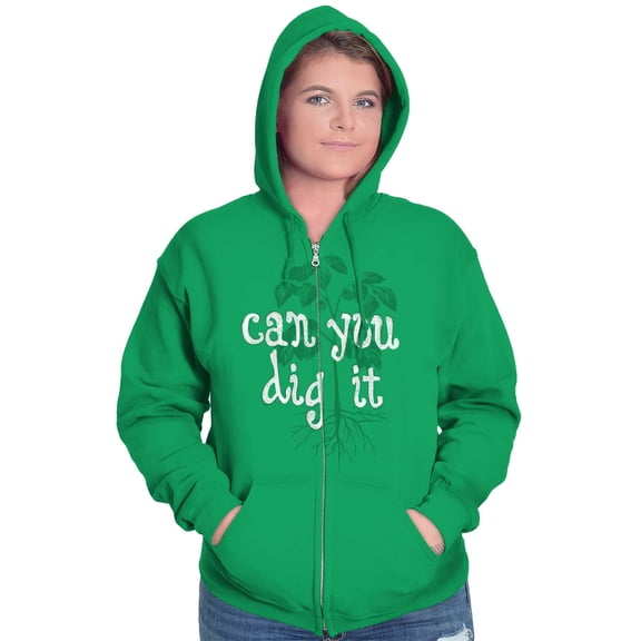Gardener Can You Dig Gardening Humor Zip Hoodie Sweatshirt Women Brisco Brands S