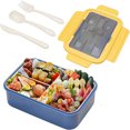 thumbnail image 1 of Children's Lunch Box with 3 Compartments, Bento Box Adult 1400 ml Lunch Box for Adults and Children, Microwave and Dishwasher Safe Blue, 1 of 5